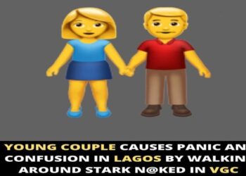 Young couple causes panic and confusion in Lagos by walking around stark n@ked in VGC