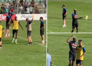 ‘You are talking too much’ – Victor Osimhen kicked out of training by Napoli coach after clash with team mate (video)