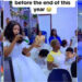 Nigerian single ladies wear wedding gowns to church in prayer for husbands (Video)
