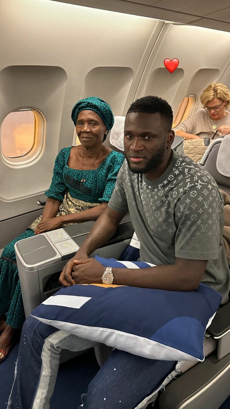 Super Eagles striker, Victor Boniface flies his grandmom to Germany to watch him play for the first time (photos)