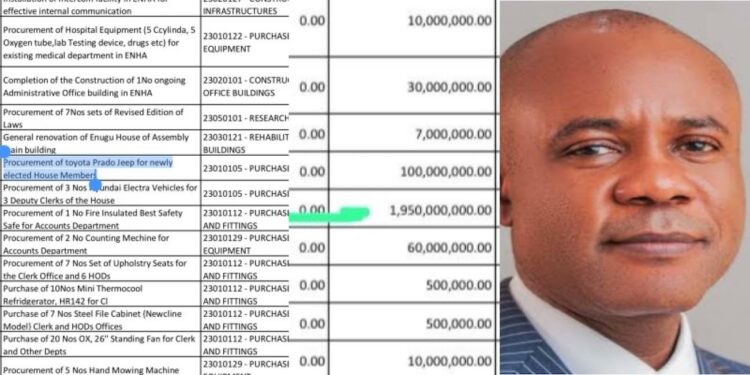 EXCLUSIVE: Enugu Governor, Mbah To Spend N1.95Billion On ‘Toyota Prado SUVs’ For 24 LP, PDP Lawmakers Amid Hunger, Economic Hardship